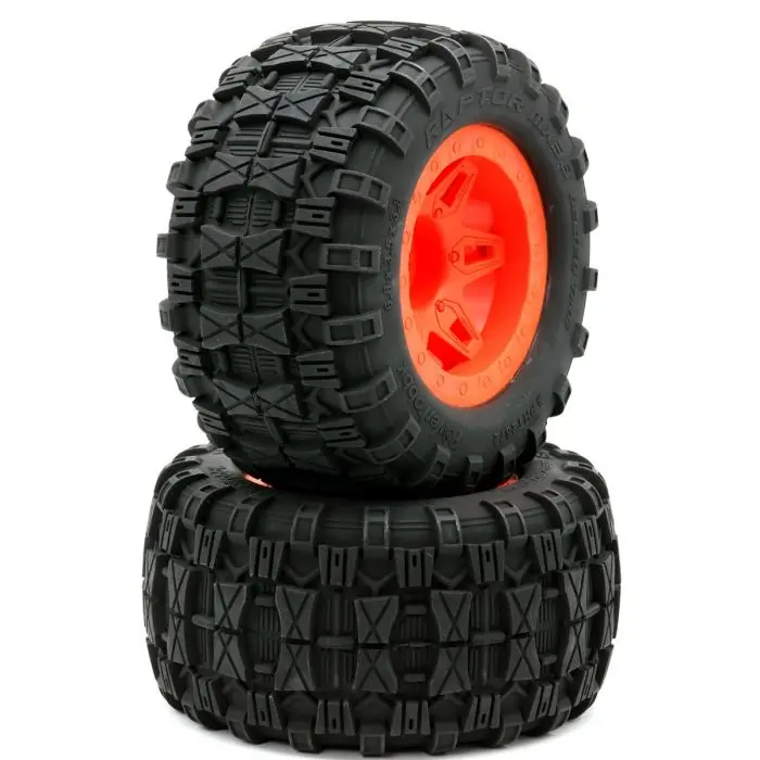 Power Hobby - 1/8 Raptor 3.8" Belted All Terrain Tires 17Mm Mounted Orange 1