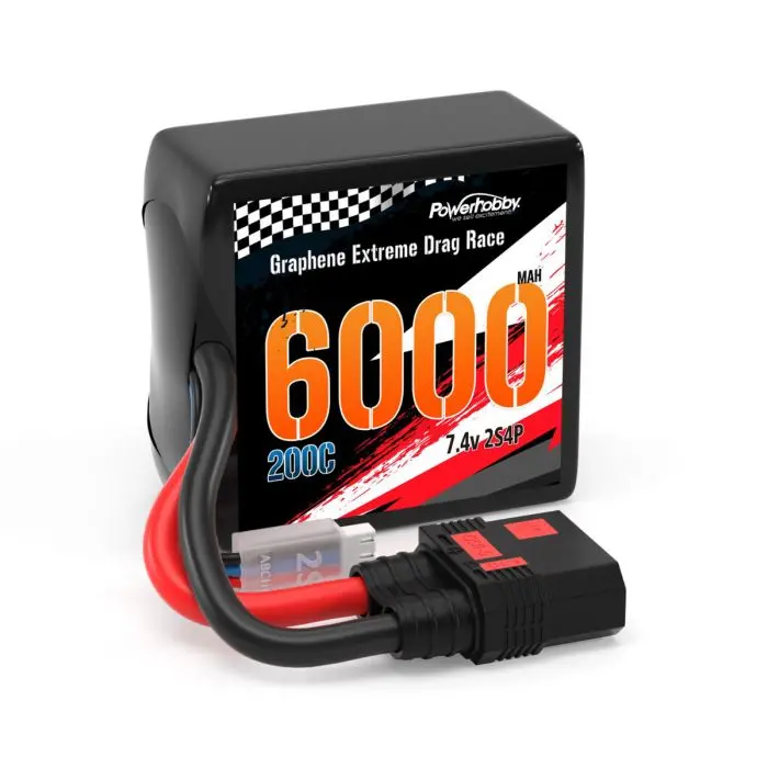 Power Hobby - 2S 6000Mah 200C Drag Lipo Battery Pack 2S4p W/8Awg Wire Qs8 Plug 1