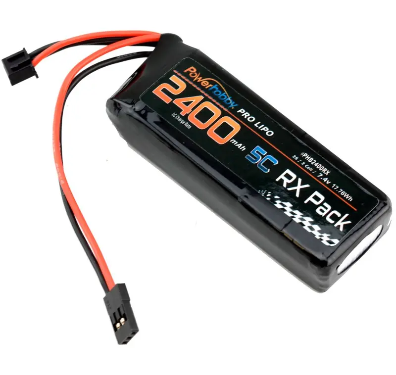Power Hobby - 2S 7.4V 2400Mah 5C Rx Receiver Lipo Battery Pack With Servo Connector 1