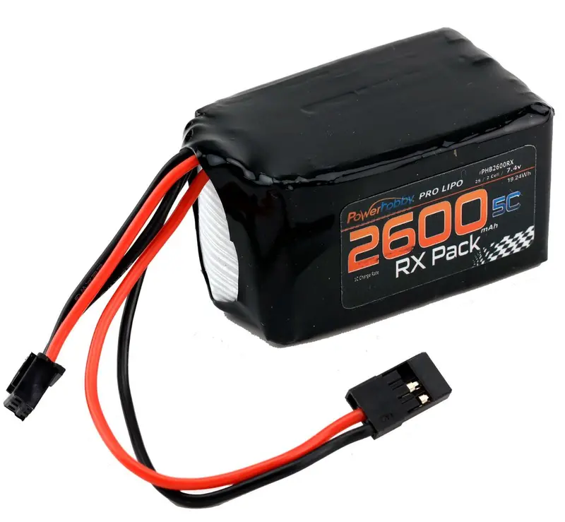 Power Hobby - 2S 7.4V 2600Mah 5C Rx Receiver Lipo Hump Battery Pack 1
