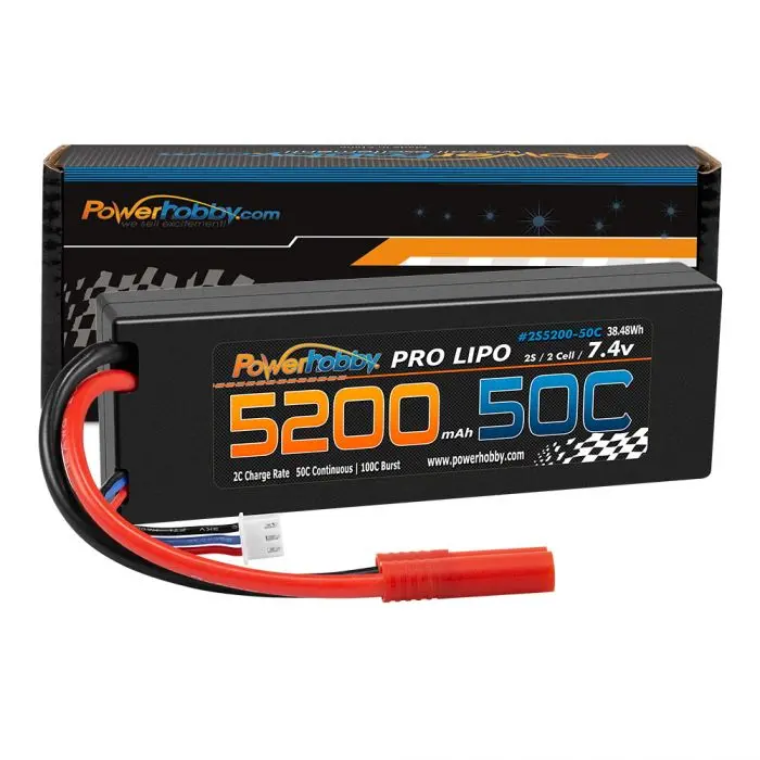 Power Hobby - 2S 7.4V 5200Mah 50C Lipo Battery W/ Redcat 4.0Mm Plug 1
