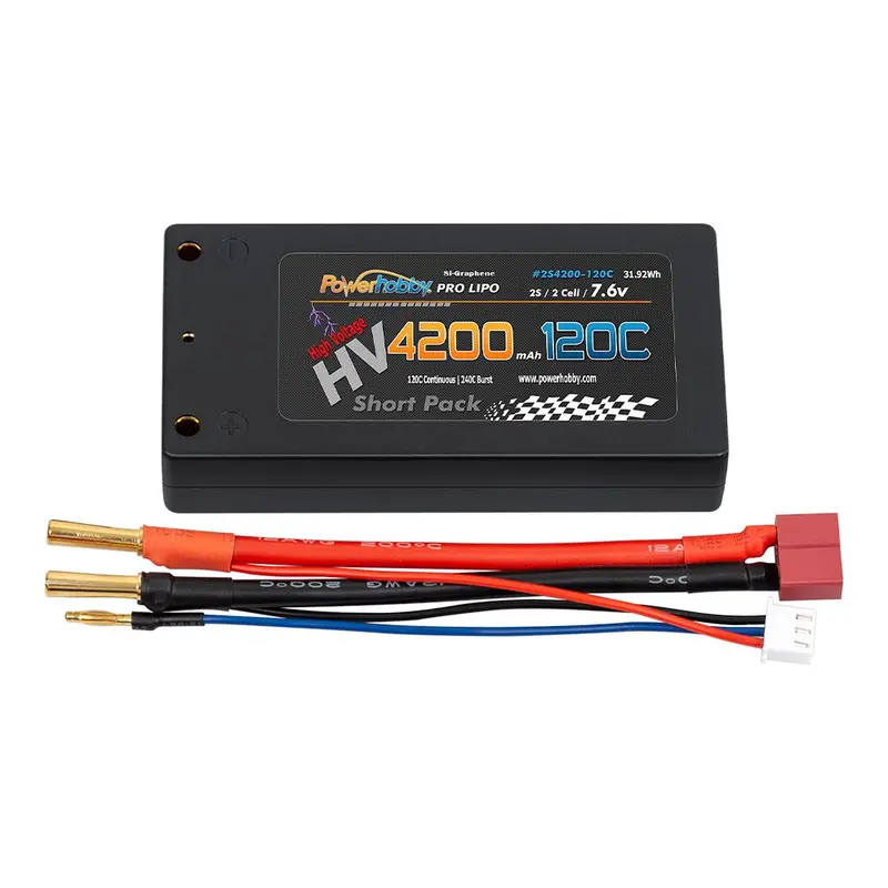 Power Hobby - 2S 7.6V Hv + Graphene 4200Mah 120C Shorty Lipo Battery 1