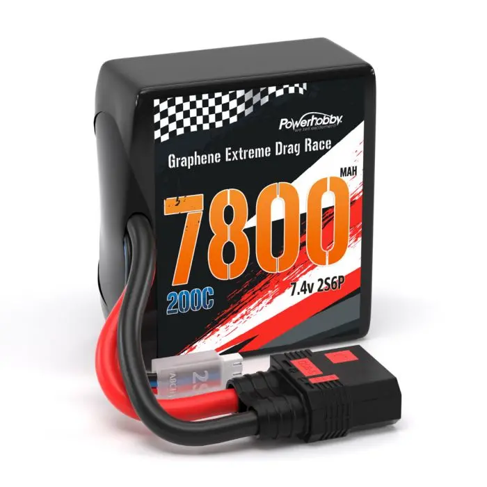 Power Hobby - 2S 7800Mah 200C Drag Lipo Battery Pack 2S6p W/8Awg Qs8 Plug 1