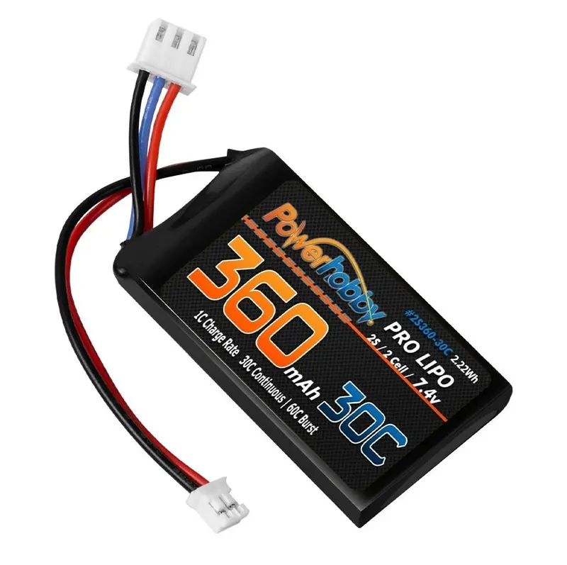 Power Hobby - 360Mah 2S 30C Lipo Battery: Axial Scx24 1
