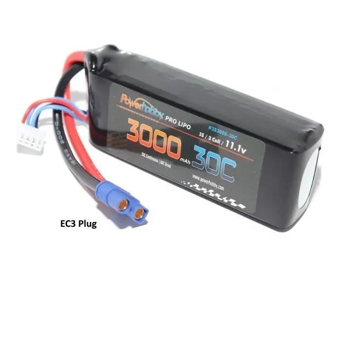 Power Hobby - 3S 11.1V 3000Mah 30C Lipo Battery Pack, W/ Ec3 Connector 1