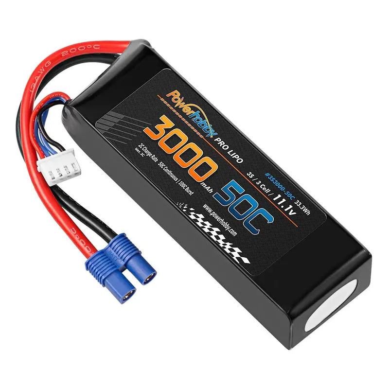 Power Hobby - 3S 11.1V 3000Mah 50C Lipo Battery Pack With Hardwired Ec3 Connector 1