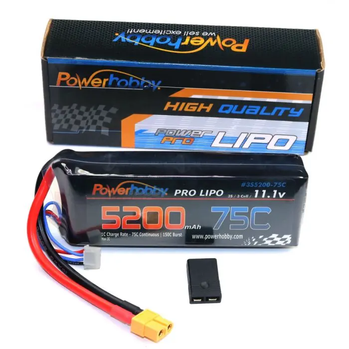 Power Hobby - 3S 11.1V 5200Mah 75C Lipo Battery, W/ Xt60 Plug & Hc Trx Adapter 1