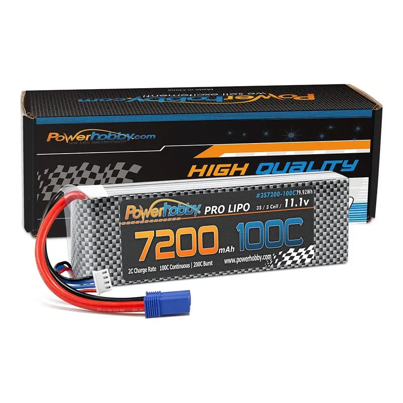 Power Hobby - 3S 11.1V 7200Mah 100C-200C Lipo Battery W/ Ec5 Plug 1