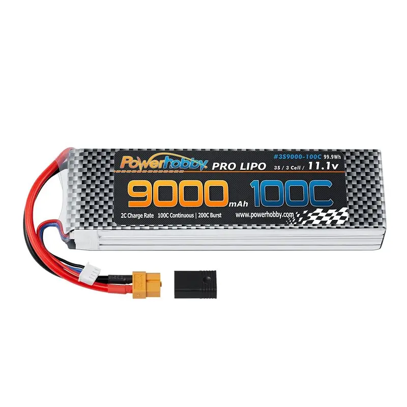 Power Hobby - 3S 11.1V 9000Mah 100C Graphene Lipo Battery W/ Xt60 + Traxxas Adapter 1