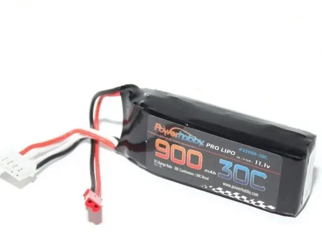 Power Hobby - 3S 11.1V 900Mah 30C Lipo Battery W/ Jst Connector 1