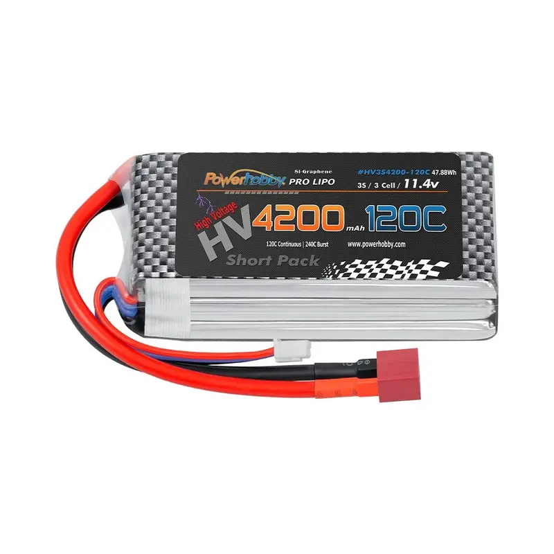 Power Hobby - 3S 11.4V 4200Mah 120C Graphene + Hv Lipo Shorty Battery With T-Plug 1