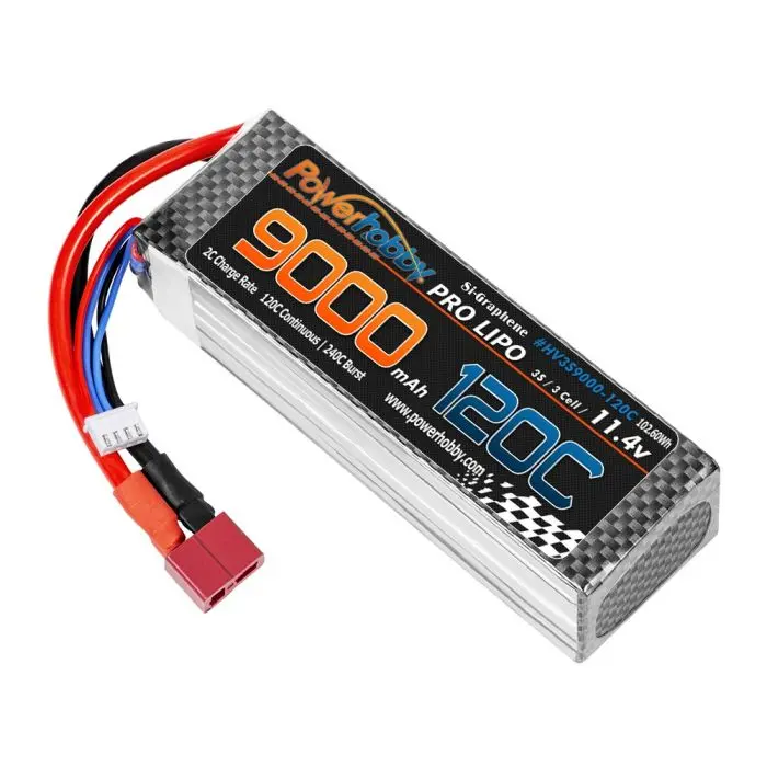 Power Hobby - 3S 11.4V 9000Mah 120C Graphene + Hv Lipo Battery W Deans Plug 1