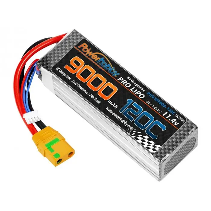 Power Hobby - 3S 11.4V 9000Mah 120C Graphene + Hv Lipo Battery W Xt90 Plug 1