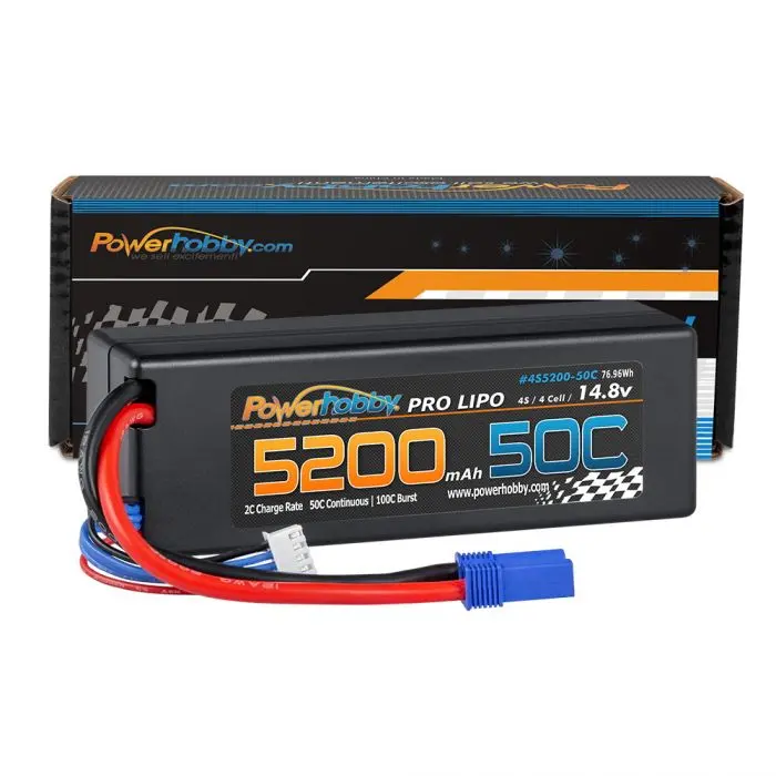 Power Hobby - 4S 14.8Phb4s520050clcgec5 5200Mah 50C Lipo Battery With Ec5 Plug, Hard Case Lcg 1