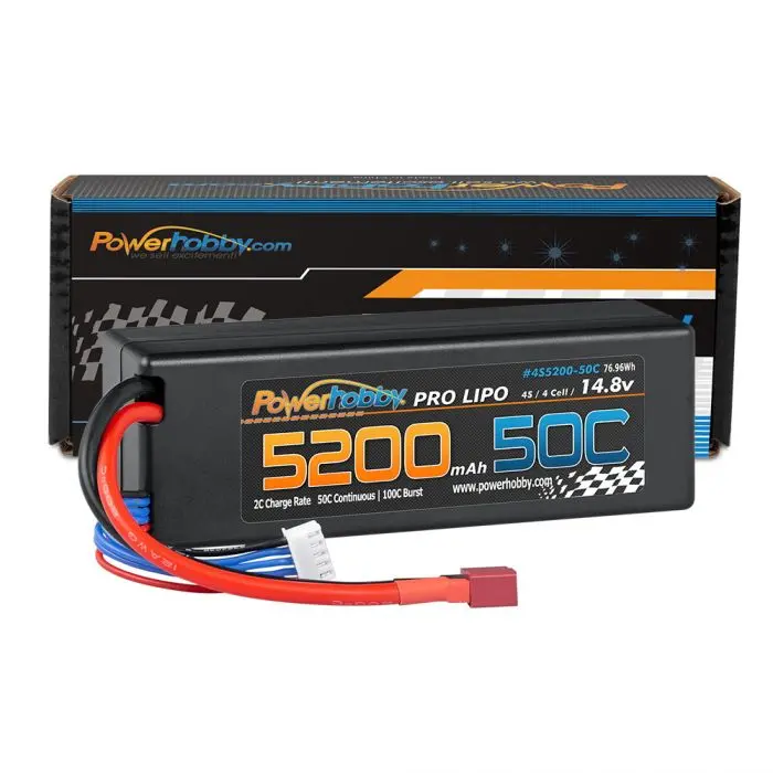 Power Hobby - 4S 14.8V 5200Mah 50C Lipo Battery With T-Plug, Hard Case, Lcg 1