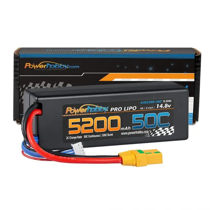 Power Hobby - 4S 14.8V 5200Mah 50C Lipo Battery With Xt90 Plug, Hard Case Lcg 1