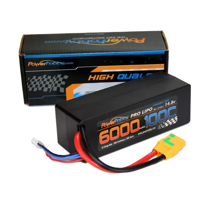 Power Hobby - 4S 14.8V 6000Mah 100C Lipo Battery With Xt90 Plug, Hard Case 1