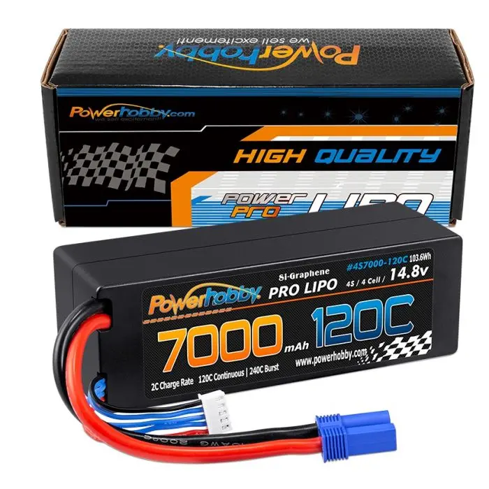 Power Hobby - 4S 14.8V 7000Mah 120C Lipo With Ec5 Plug, Hard Case 1