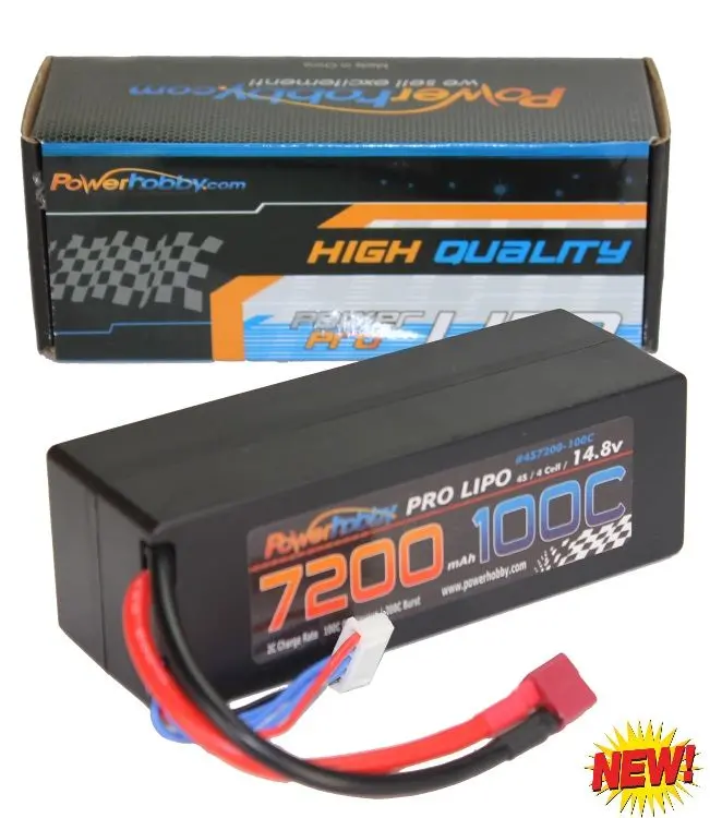 Power Hobby - 4S 14.8V 7200Mah 100C Lipo Battery W Deans Plug Hard Case 1