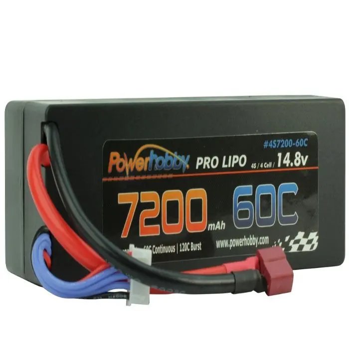 Power Hobby - 4S 14.8V 7200Mah 60C Hard Case Lipo Battery, W/ Deans Connector 1