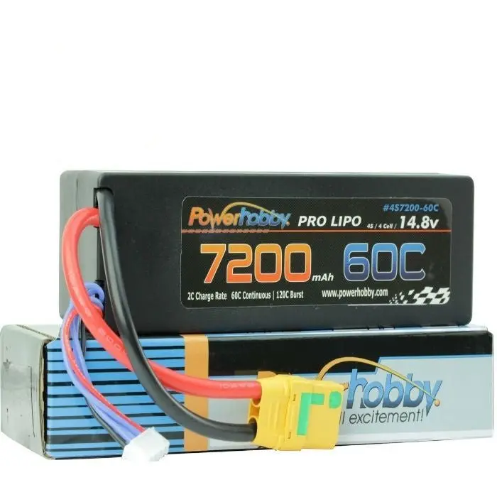 Power Hobby - 4S 14.8V 7200Mah 60C Hard Case Lipo Battery, W/ Xt90 Connector 1