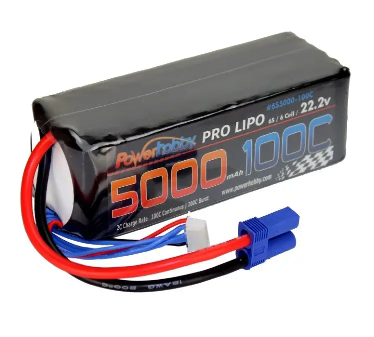 Power Hobby - 5000Mah 22.2V 6S 100C Lipo Battery W/ Ec5 Connector 1