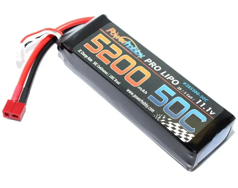 Power Hobby - 5200Mah 11.1V 3S 50C Lipo Battery W/ Hardwired T-Plug 1