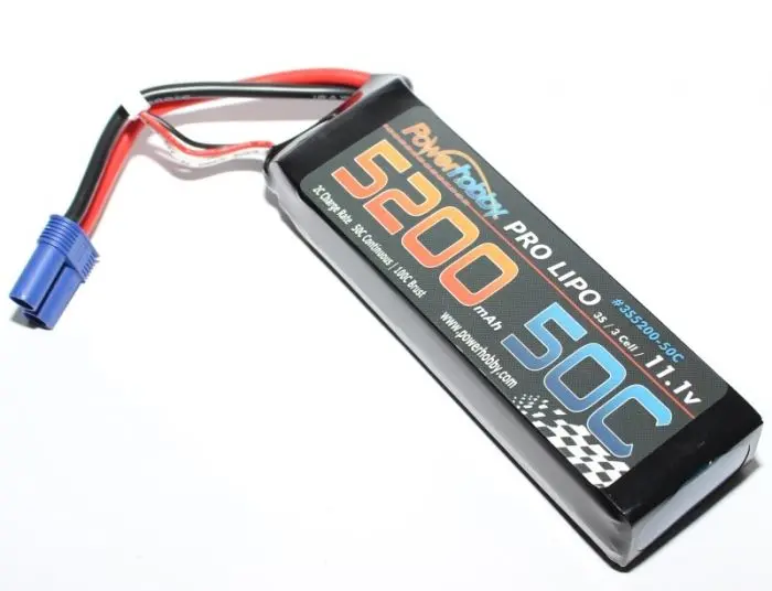 Power Hobby - 5200Mah 11.1V 3S 50C Lipo Battery With Hardwired Ec5 Connector 1