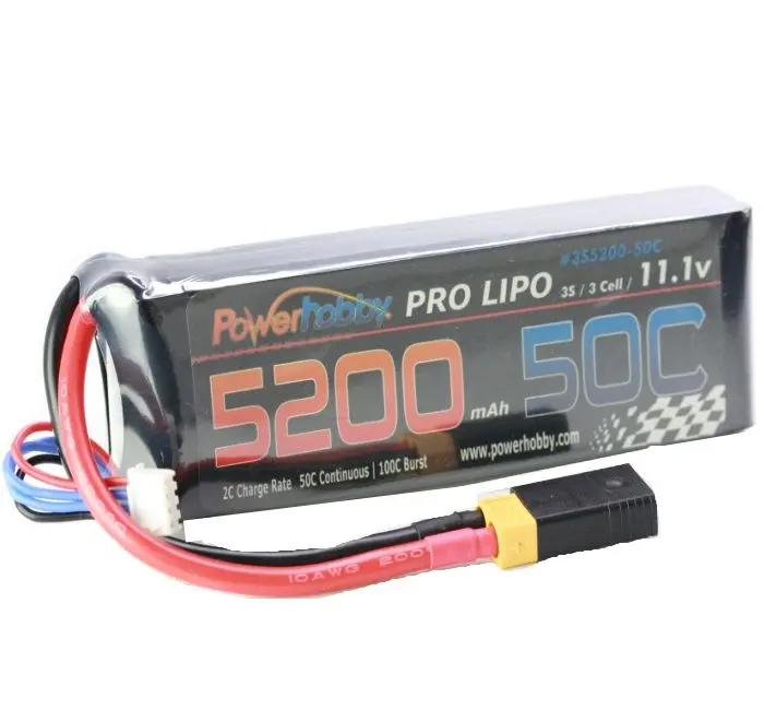 Power Hobby - 5200Mah 11.1V 3S 50C Lipo Battery With Hardwired Xt60 Connector W/Hc Adapter 1