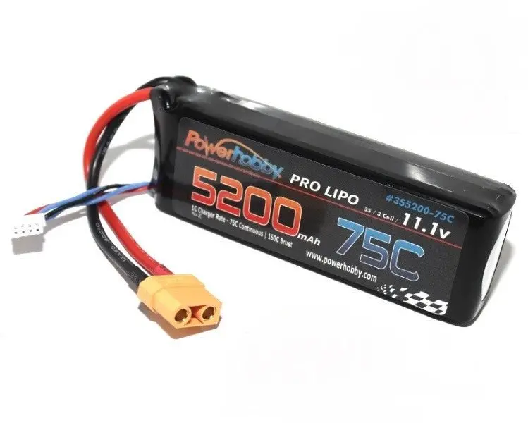 Power Hobby - 5200Mah 11.1V 3S 75C Lipo Battery W/ Hardwired Xt90 Connector 1