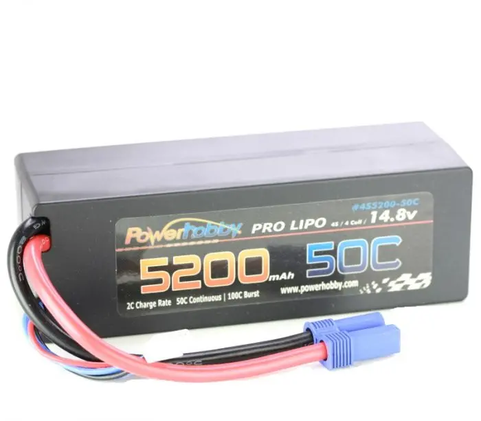 Power Hobby - 5200Mah 14.8V 4S 50C Lipo Battery With Hardwired Ec5 Connector 1