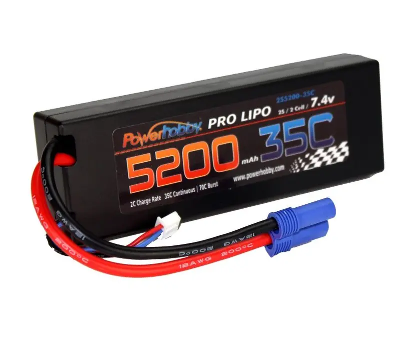 Power Hobby - 5200Mah 7.4V 2S 35C Lipo Battery With Hardwired Ec5 Connector 1