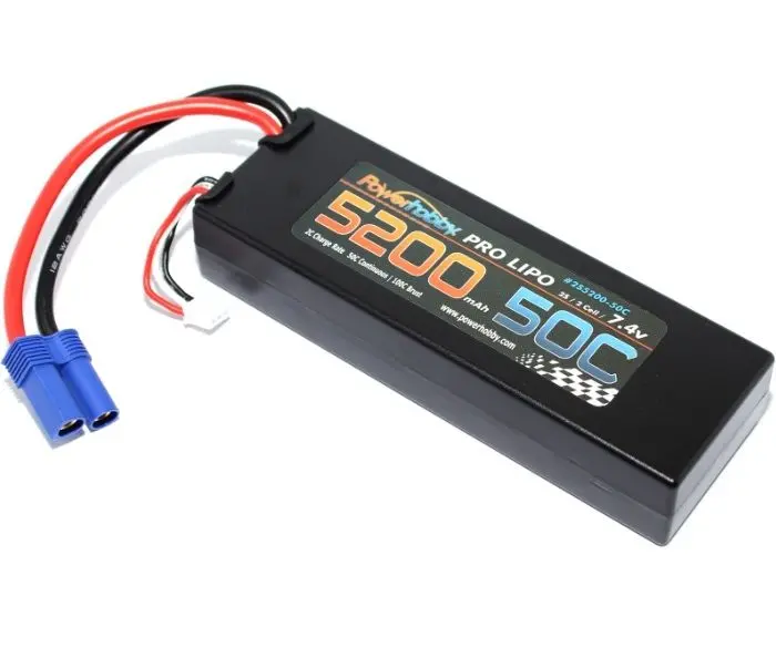 Power Hobby - 5200Mah 7.4V 2S 50C Lipo Battery With Hardwired Ec5 Connector 1