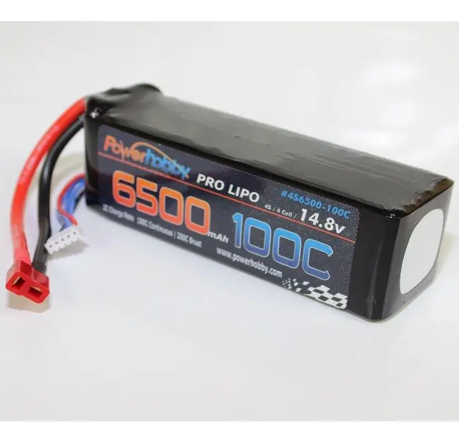 Power Hobby - 6500Mah 14.8V 4S 100C Lipo Battery With Hardwired T-Plug Connector 1
