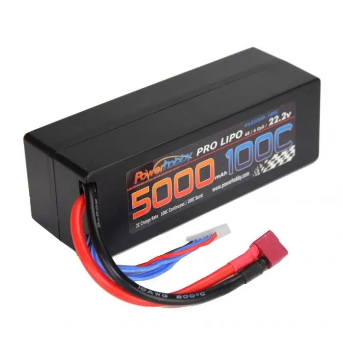 Power Hobby - 6S 22.2V 5000Mah 100C Hard Case Lipo Battery, W/ Deans T-Plug Connector 1