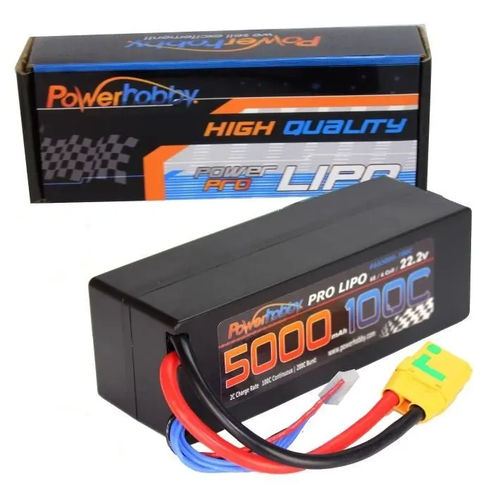 Power Hobby - 6S 22.2V 5000Mah 100C Hard Case Lipo Battery, W/ Xt90 Plug 1