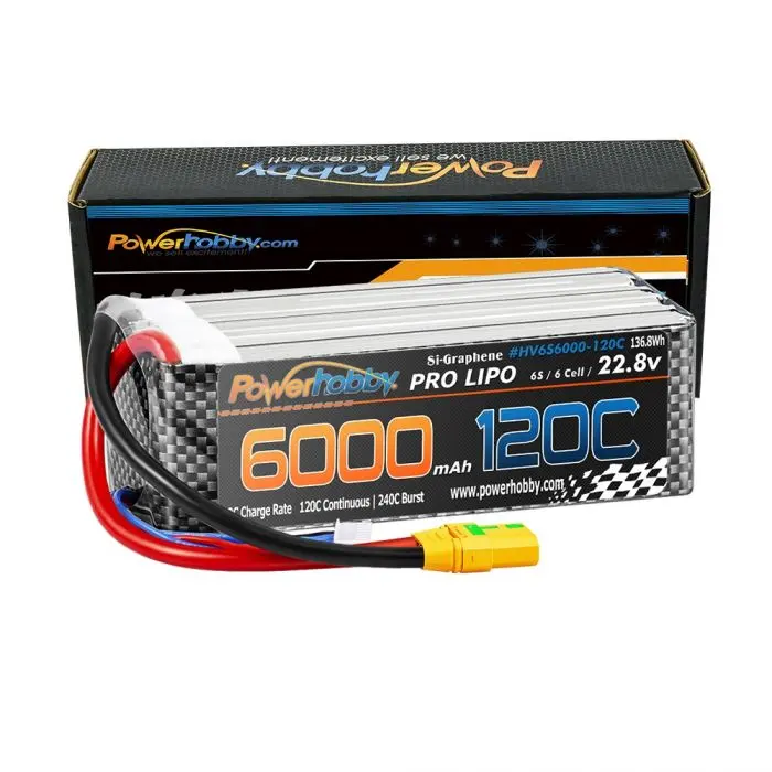 Power Hobby - 6S 22.8V 6000Mah 120C Graphene+ Hv Lipo Battery With Xt90 Plug 1