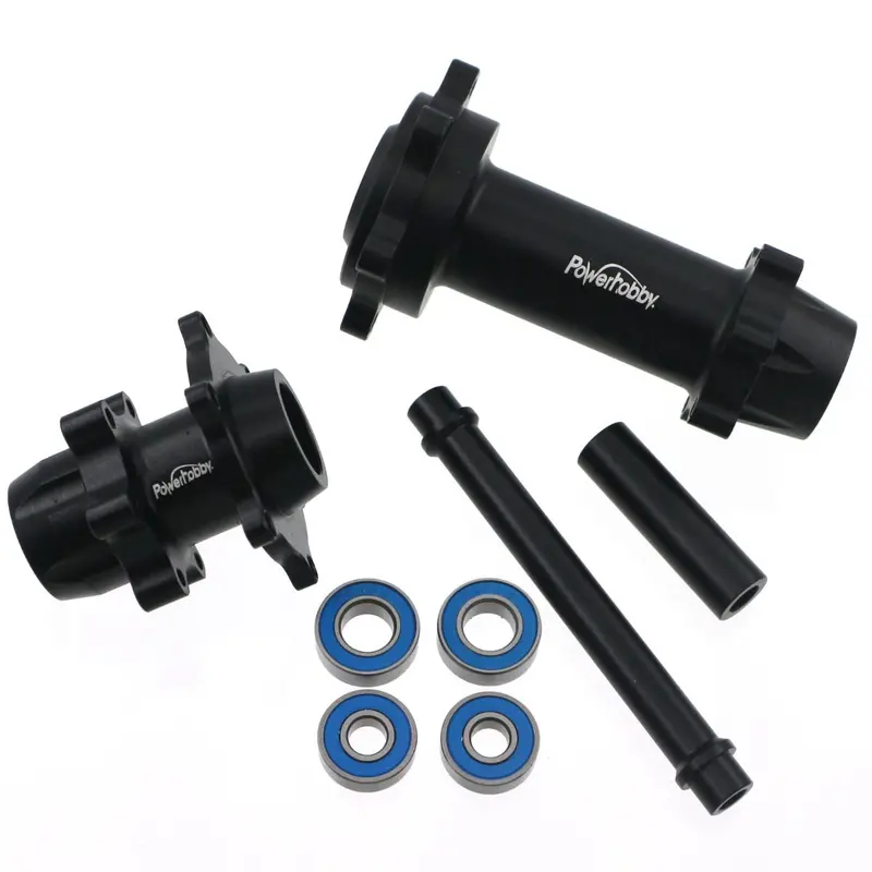 Power Hobby - 7075 Aluminum Front & Rear Wheel Hubs, Black, Losi 1