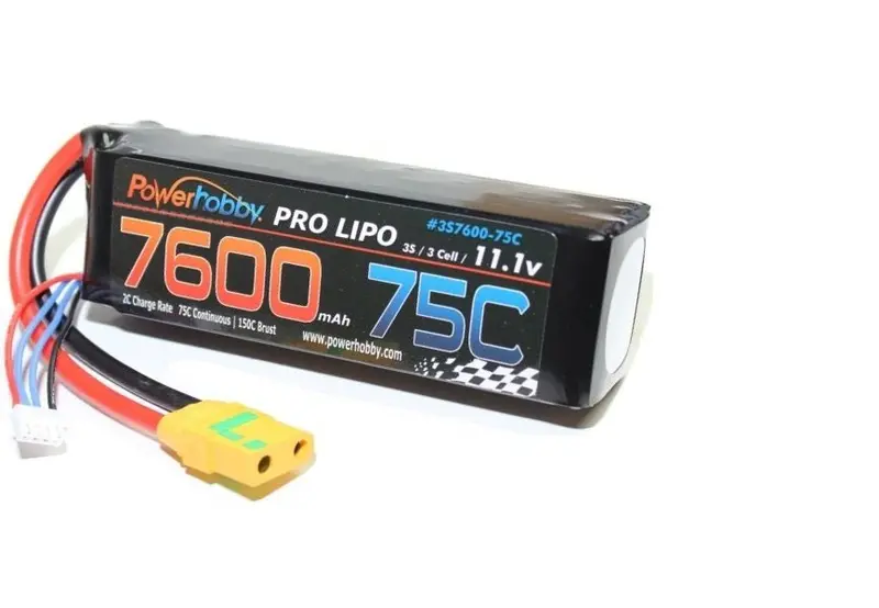 Power Hobby - 7600Mah 11.1V 3S 75C Lipo Battery With Hardwired Xt90 Connector 1
