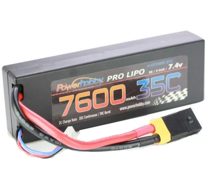 Power Hobby - 7600Mah 7.4V 2S 35C Lipo Battery With Hardwired Xt60 Connector W/Hc Adapter 1