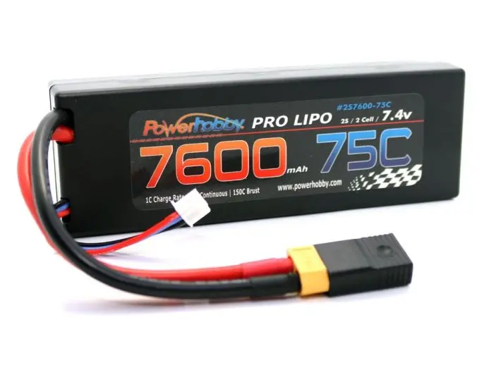 Power Hobby - 7600Mah 7.4V 2S 75C Lipo Battery With Hardwired Xt60 Connector W/Hc Adapter 1