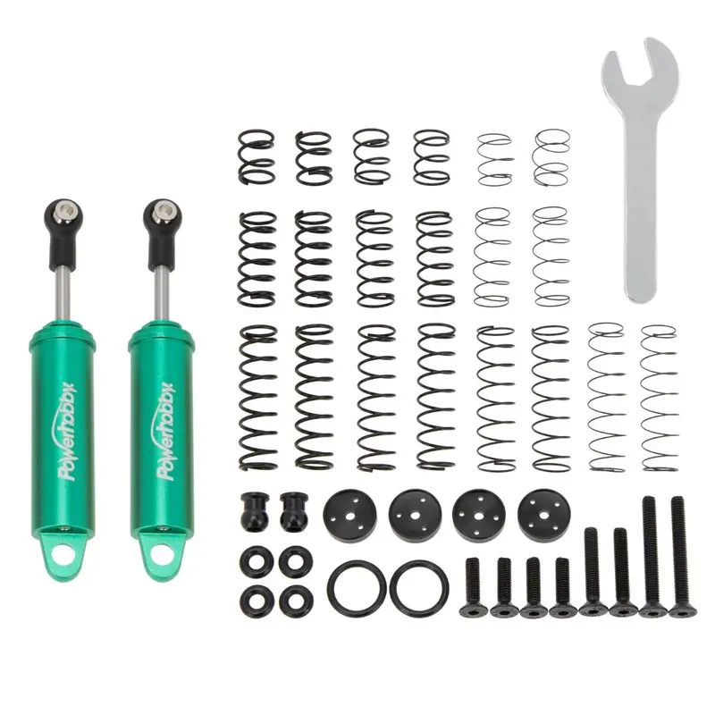 Power Hobby - 80Mm Promatics Two Stage Internal Spring Shocks, Green, 2 Shocks 1