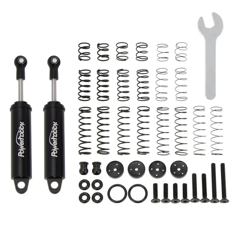 Power Hobby - 90Mm Promatics Two Stage Internal Spring Shocks, Black, 2 Shocks 1