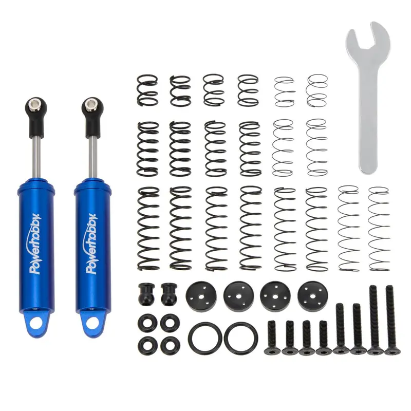 Power Hobby - 90Mm Promatics Two Stage Internal Spring Shocks, Blue, 2 Shocks 1