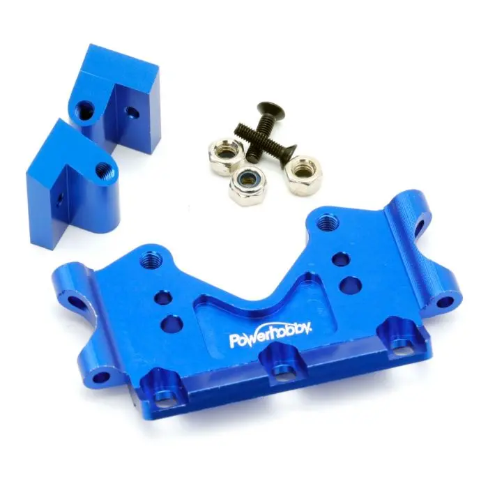 Power Hobby - Aluminum Front Bulkhead, Blue, Fits Traxxas Slash, Rustler, Bandit 1
