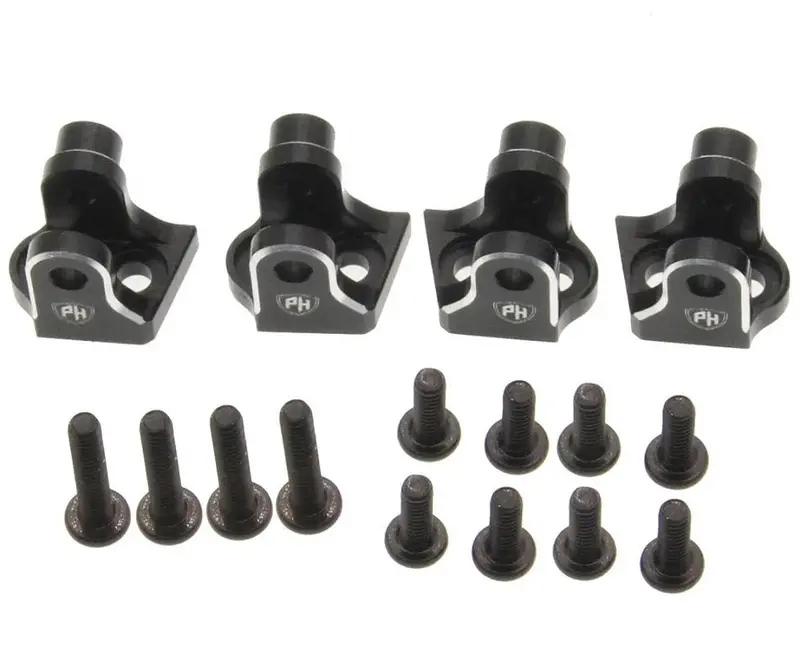 Power Hobby - Aluminum Lower 4-Link Mount Set, Black, For Losi Mini Lmt 1