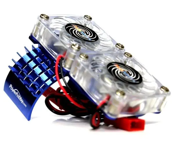 Power Hobby - Aluminum Motor Heatsink & Twin Cooling Fan, For Slash 4Wd, Blue 1