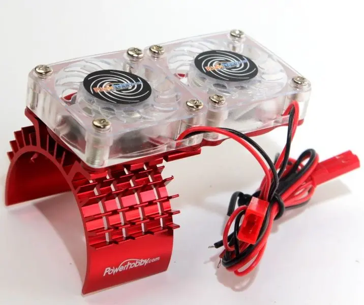 Power Hobby - Aluminum Motor Heatsink & Twin Cooling Fan, For Slash 4Wd, Red 1