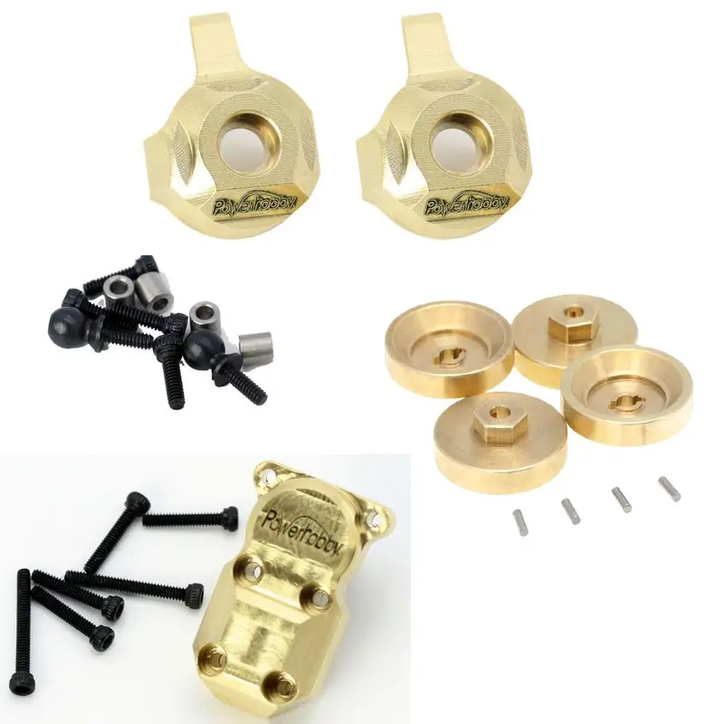 Power Hobby - Axial Scx24 Brass Hex Hubs / Diff Cover / Front Knuckles Combo 1