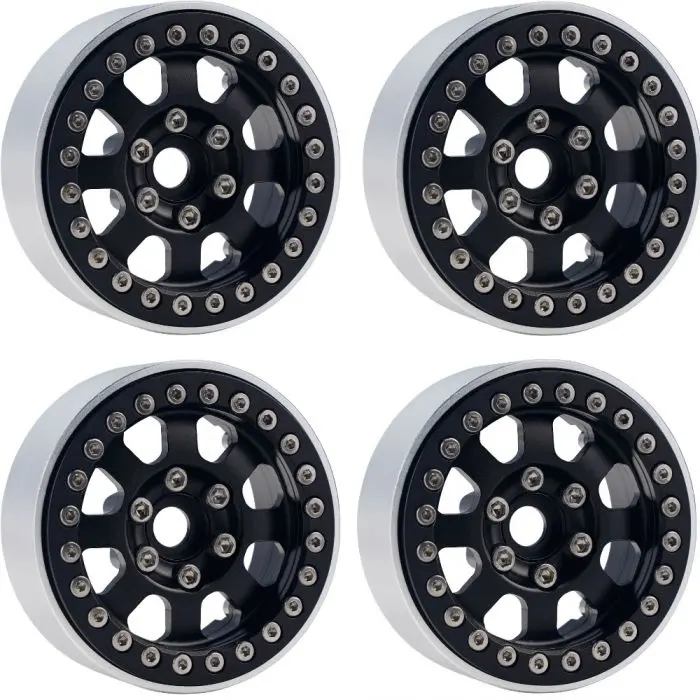 Power Hobby - B1 Aluminum 1.9 Beadlock Wheels 9Mm Hubs, Black, For 1/10 Rock Crawler, 4Pcs 1